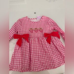 Stitchy Fish Pink Gingham Tunic with Strawberry Embroidery